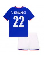 Frankrike Theo Hernandez #22 Hjemmedraktsett Barn EM 2024 Korte ermer (+ bukser)